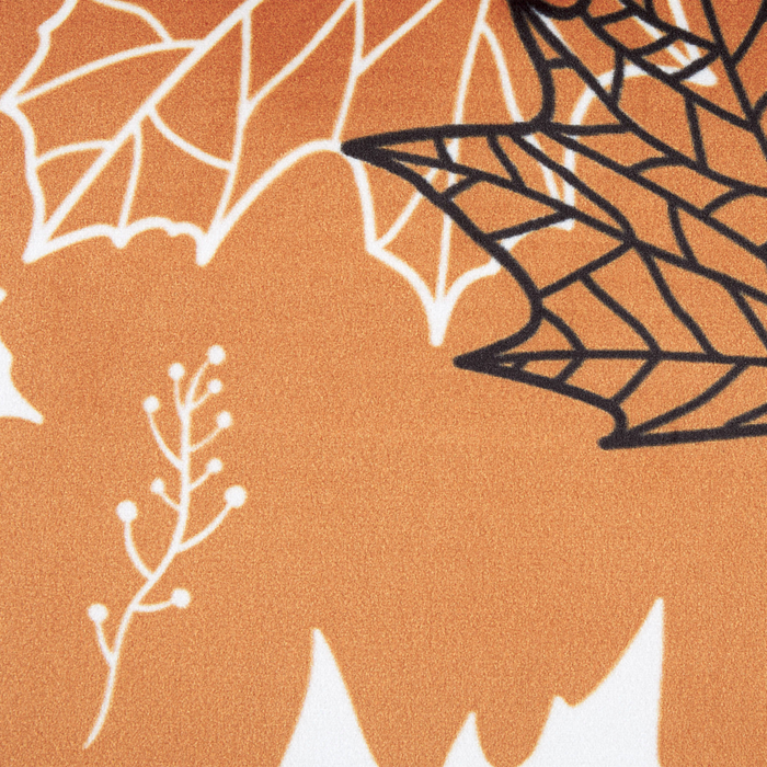 Cuscino in velluto arancione bianco nero 45 x 45 cm accessorio boho motivo foglia