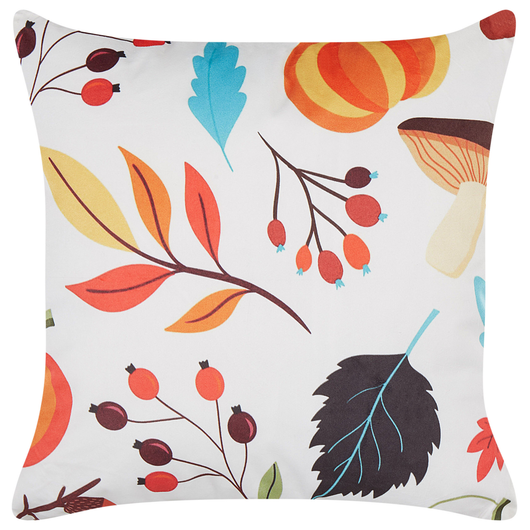 Set di 2 cuscini decorativi velluto di poliestere multicolore 45 x 45 cm motivo autunnale sfoderabile con imbottitura stile tradizionale