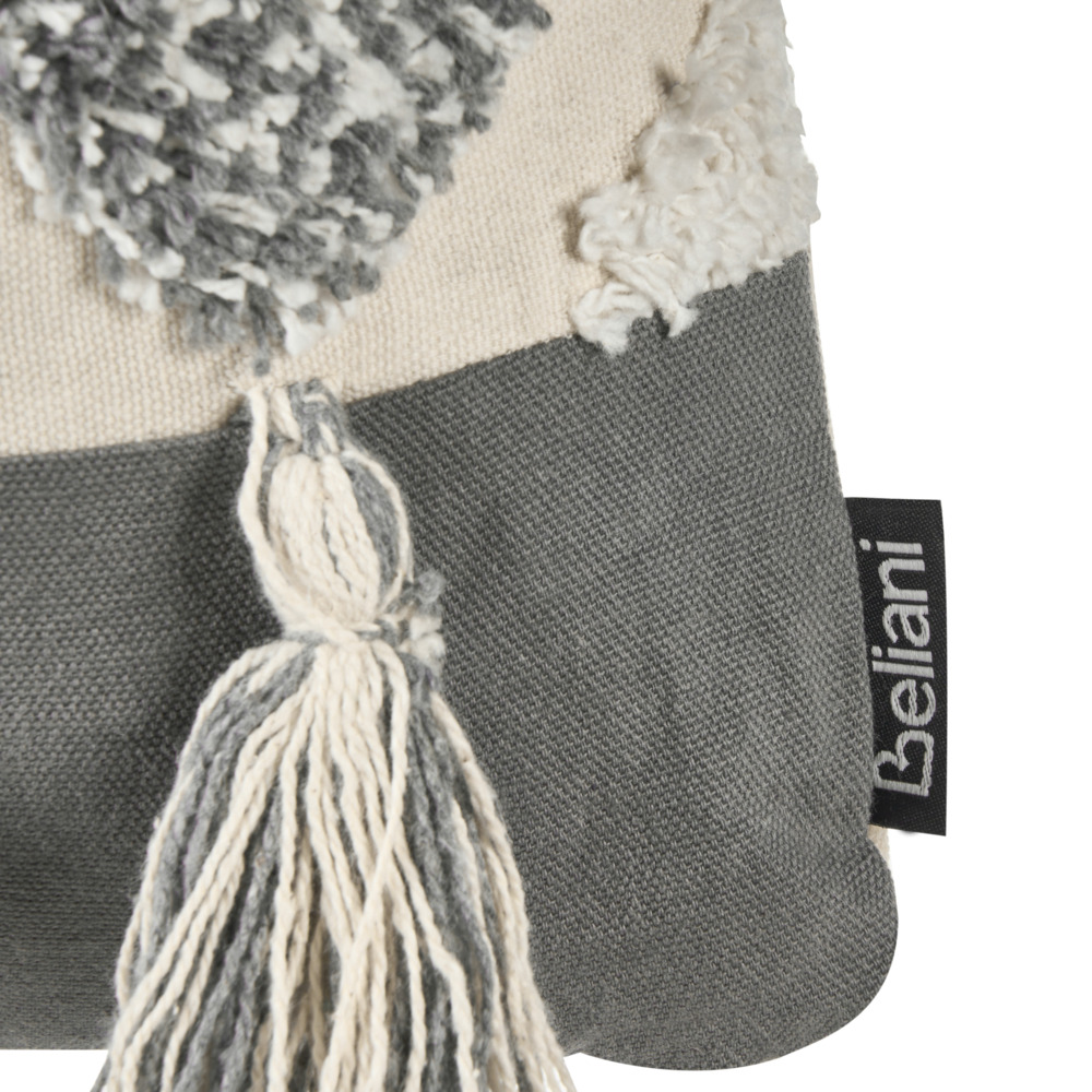 Set di 2 cuscini decorativi bianco e grigio cotone 45x45 cm con nappe motivo rombi