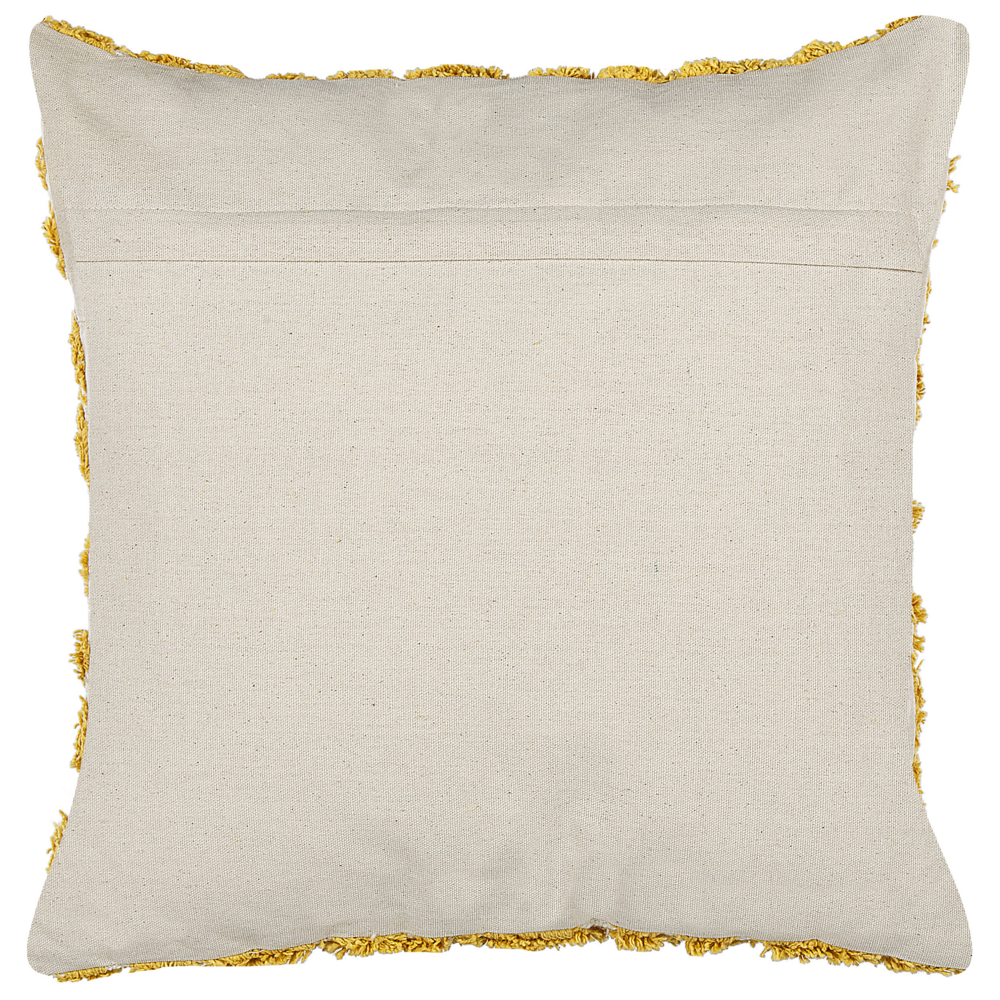 Set di 2 cuscini decorativi cotone fiammato giallo 45 x 45 cm motivo geometrico trapuntato ricamato sfoderabile con imbottitura boho style