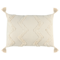 Set di 2 cuscini decorativi cotone beige 40 x 60 cm con nappe motivo boho chevron
