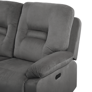 Divano 2 posti velluto di colore grigio scuro con LED e porta USB regolabile elettronicamente