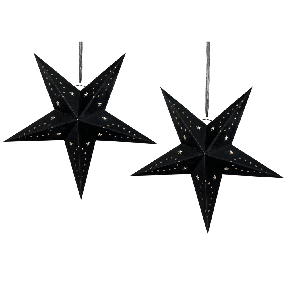 Set di 2 stelle LED in carta di colore nero 60 cm velluto decorazione di Natale