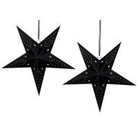 Set di 2 stelle LED in carta di colore nero 60 cm velluto decorazione di Natale