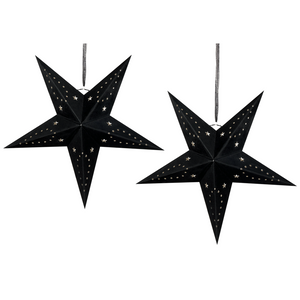 Set di 2 stelle LED in carta di colore nero 60 cm velluto decorazione di Natale