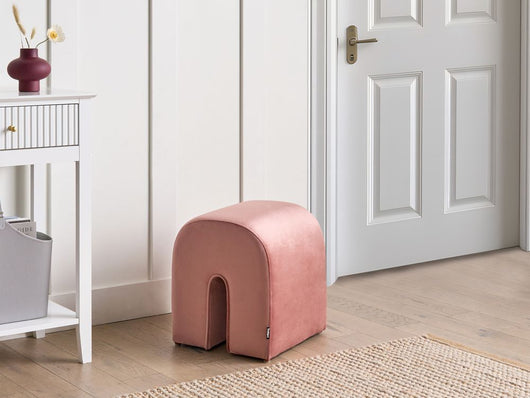pouf rosa rivestimento velluto pouf forma u design moderno accessori soggiorno