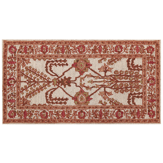 Tappeto lana in stile orientale 80 x 150 cm di colore beige ed arancione salotto camera da letto