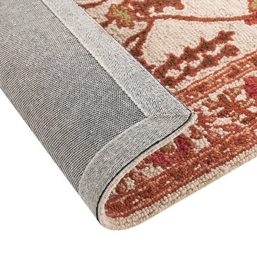 Tappeto lana in stile orientale 80 x 150 cm di colore beige ed arancione salotto camera da letto