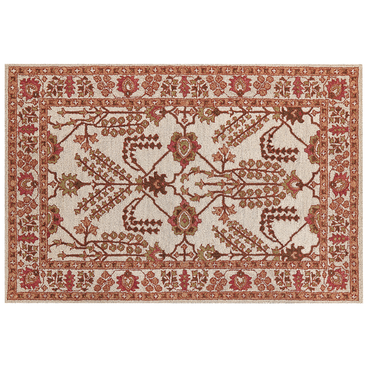 Tappeto lana in stile orientale 140 x 200 cm di colore beige ed arancione salotto camera da letto