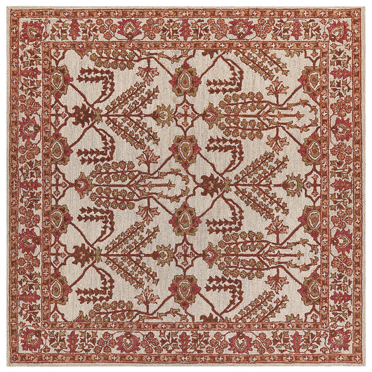 Tappeto lana in stile orientale 200 x 200 cm di colore beige ed arancione salotto camera da letto