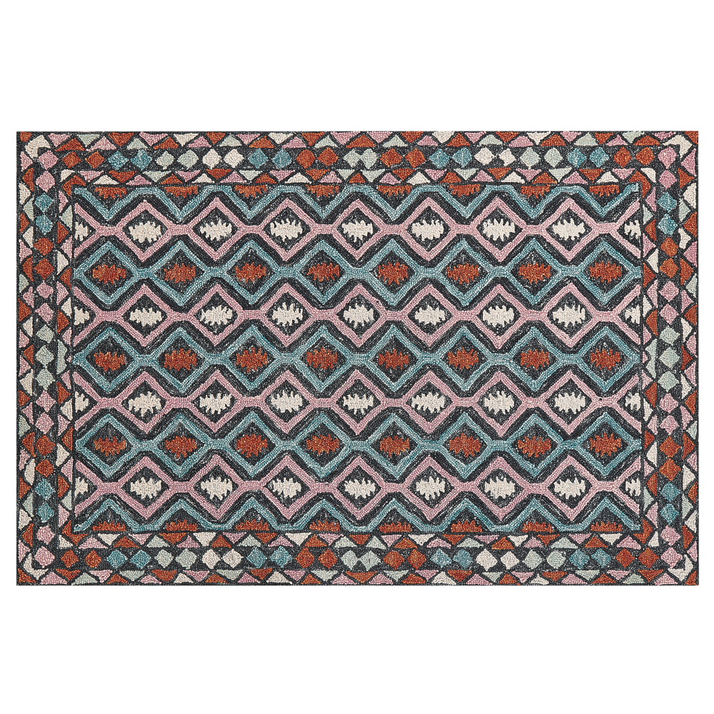 Tappeto moderno con motivo geometrico tribale 140 x 200 cm multicolore camera da letto salotto