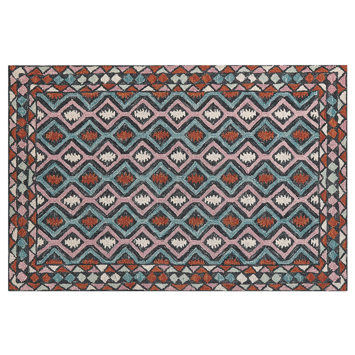 Tappeto moderno con motivo geometrico tribale 140 x 200 cm multicolore camera da letto salotto