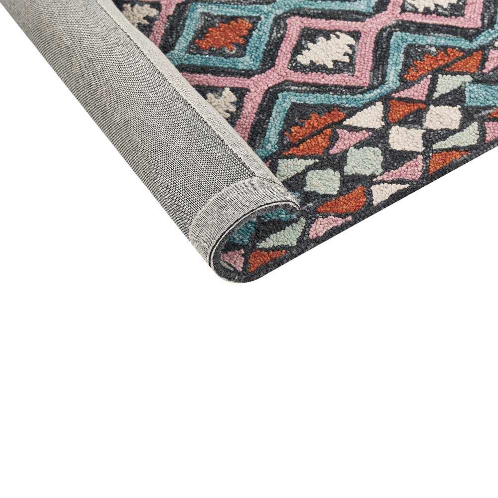 Tappeto moderno con motivo geometrico tribale 140 x 200 cm multicolore camera da letto salotto