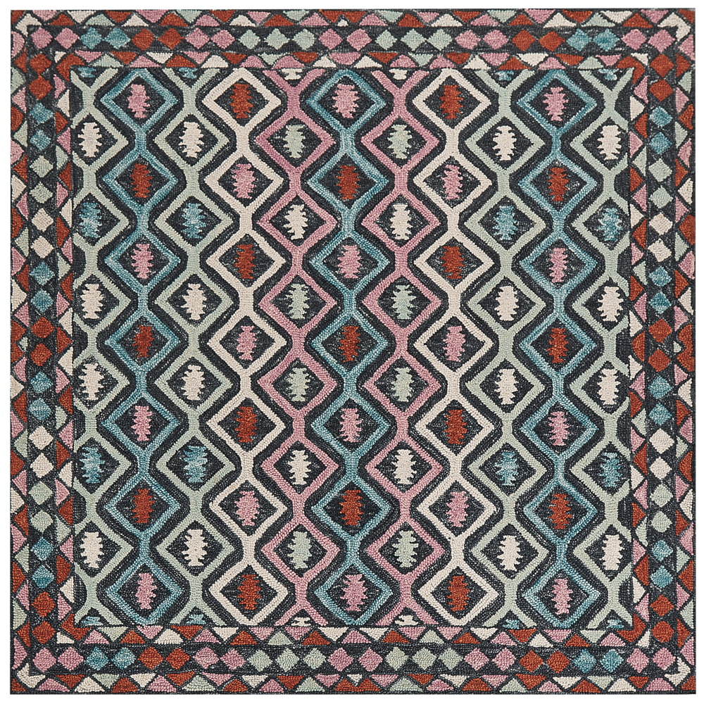 Tappeto moderno con motivo geometrico tribale 200 x 200 cm multicolore camera da letto salotto