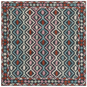 Tappeto moderno con motivo geometrico tribale 200 x 200 cm multicolore camera da letto salotto