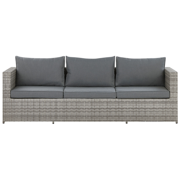 Set salotto da giardino marrone bianco cuscini Rattan Sintetico per 2 persone Set da esterno 3 pezzi con tavolino destro