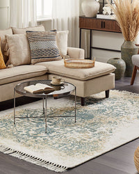 Tappeto viscosa grigio e verde 140 x 200 cm orientale invecchiato soggiorno camera da letto