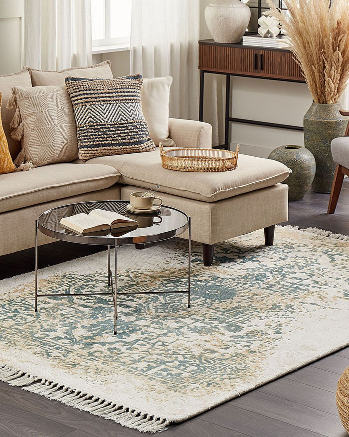 Tappeto viscosa grigio e verde 140 x 200 cm orientale invecchiato soggiorno camera da letto