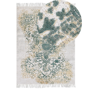 Tappeto viscosa grigio e verde 140 x 200 cm orientale invecchiato soggiorno camera da letto