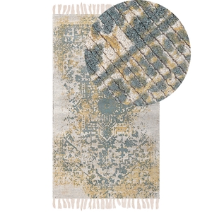 Tappeto viscosa giallo e verde 80 x 150 cm orientale invecchiato soggiorno camera da letto