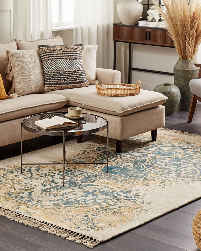 Tappeto viscosa giallo e verde 160 x 230 cm orientale invecchiato soggiorno camera da letto