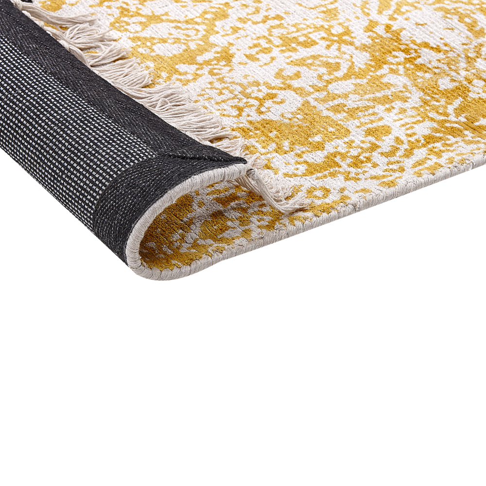 Tappeto viscosa giallo beige 160 x 230 cm orientale invecchiato soggiorno camera da letto