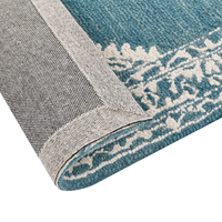 Tappeto bianco blu lana 80 x 150 cm tessuto piatto fatto a mano motivo orientale