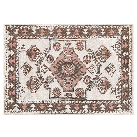Tappeto multicolore lana 140 x 200 cm fatto a mano motivo geometrico orientale boho soggiorno camera da letto