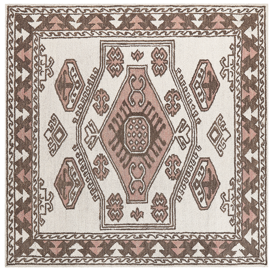Tappeto multicolore lana 200 x 200 cm fatto a mano motivo geometrico orientale boho soggiorno camera da letto