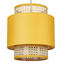 Lampada a sospensione rattan naturale giallo paralume in tessuto boho illuminazione lampadario