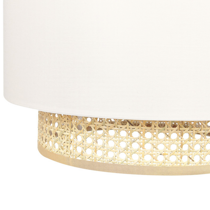 Lampada a sospensione beige rattan naturale paralume in poliestere boho illuminazione lampadario