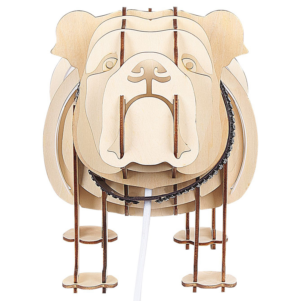 Lampada da tavolo in legno chiaro a forma di cane con luce accessorio decorativo per camera da letto ufficio