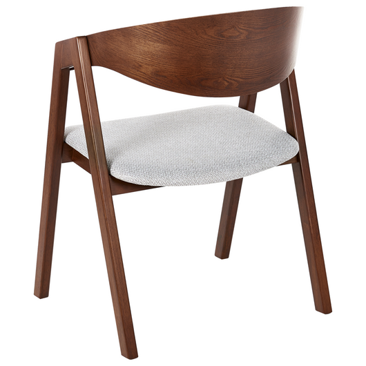 Set di 2 sedie da pranzo in legno scuro e compensato grigio tessuto in poliestere gambe in legno di caucciù stile retrò tradizionale