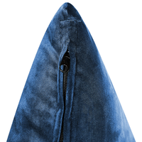 Divano ad angolo cuscini in tessuto di velluto blu navy gambe in metallo con finitura in legno