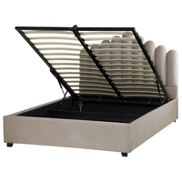 Letto contenitore matrimoniale rete a doghe velluto tortora 140 x 200 testiera a conchiglia