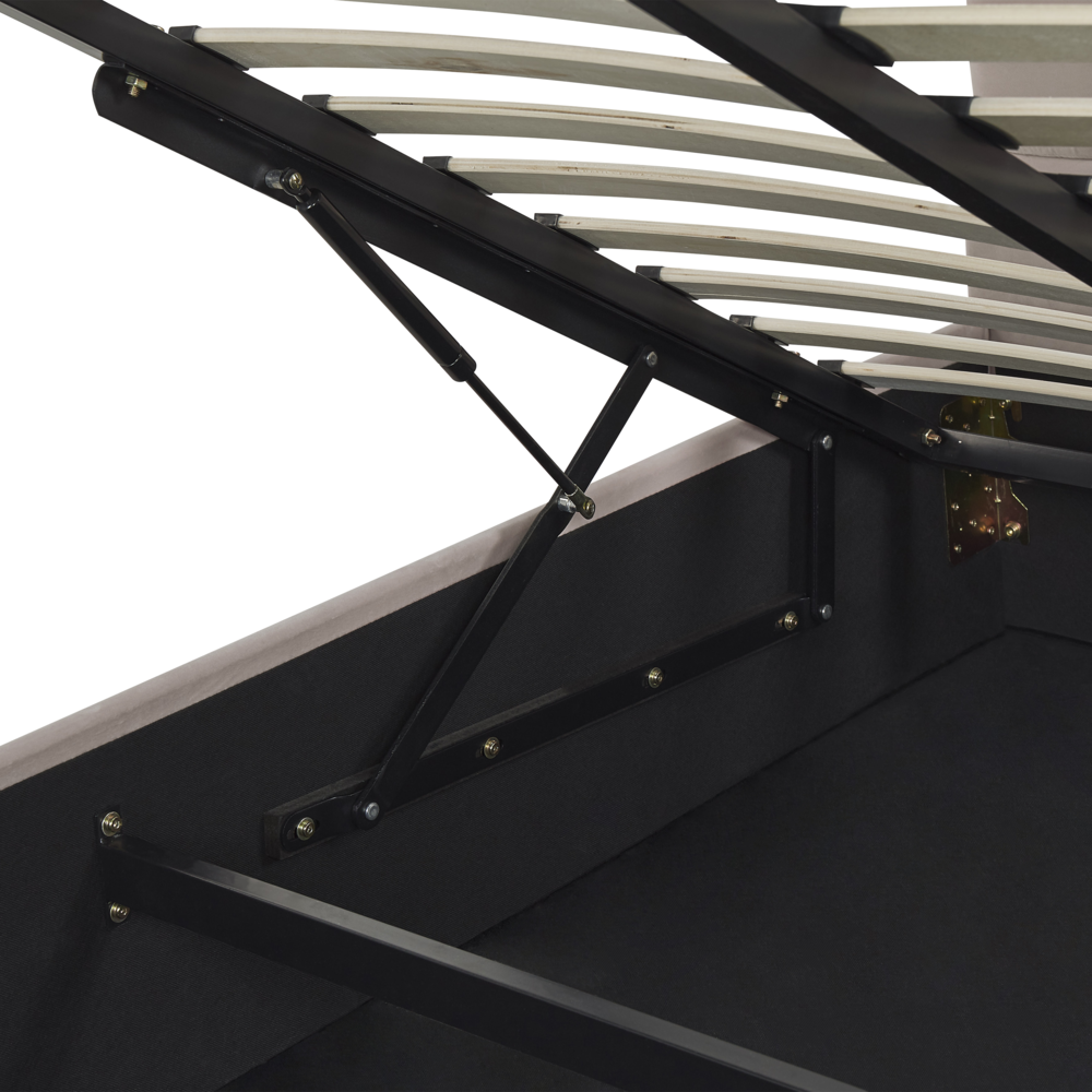 Letto contenitore matrimoniale rete a doghe velluto tortora 160 x 200 testiera a conchiglia