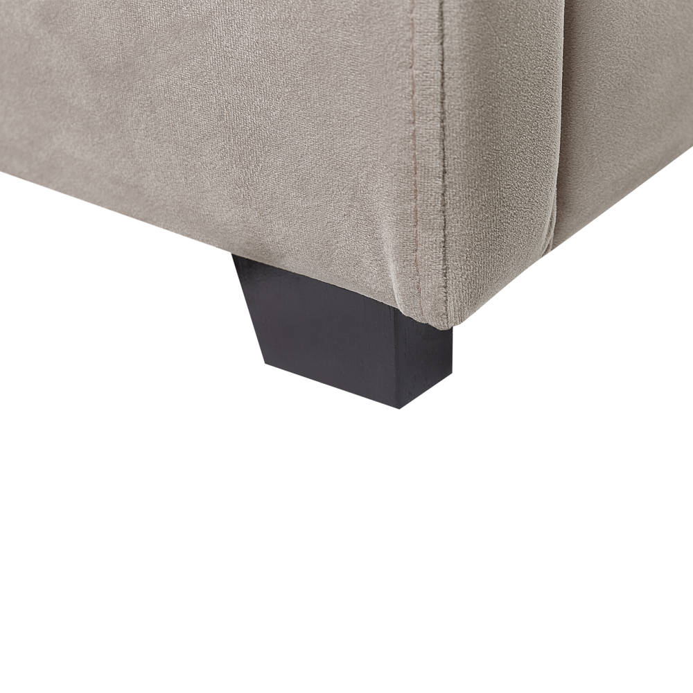 Letto contenitore matrimoniale rete a doghe velluto tortora 160 x 200 testiera a conchiglia