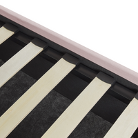 Letto contenitore matrimoniale rete a doghe velluto rosa 160 x 200 testiera a conchiglia