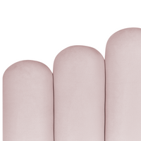 Letto contenitore matrimoniale rete a doghe velluto rosa 180 x 200 testiera a conchiglia