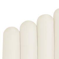 Letto contenitore matrimoniale rete a doghe velluto bianco sporco 180 x 200 testiera a conchiglia