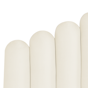 Letto contenitore matrimoniale rete a doghe velluto bianco sporco 180 x 200 testiera a conchiglia