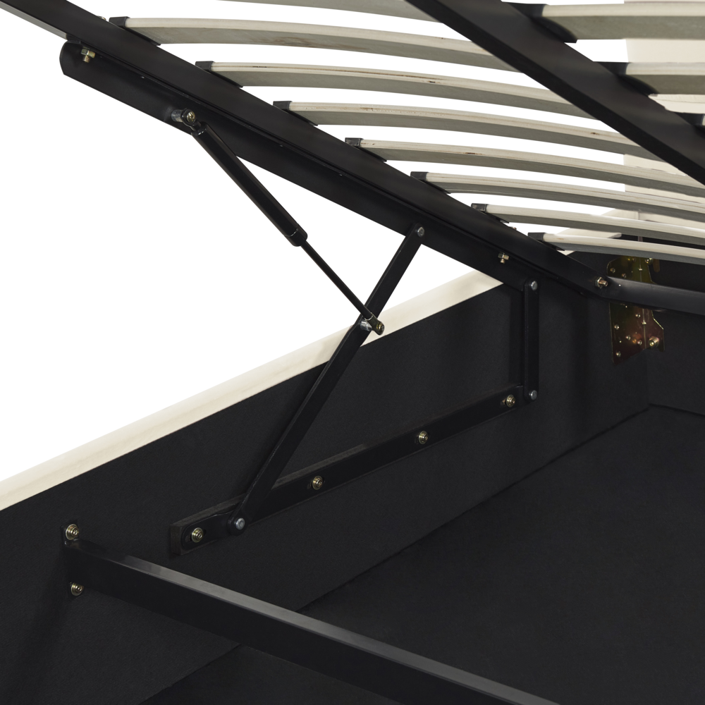 Letto contenitore matrimoniale rete a doghe velluto bianco sporco 180 x 200 testiera a conchiglia