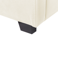 Letto contenitore matrimoniale rete a doghe velluto bianco sporco 180 x 200 testiera a conchiglia