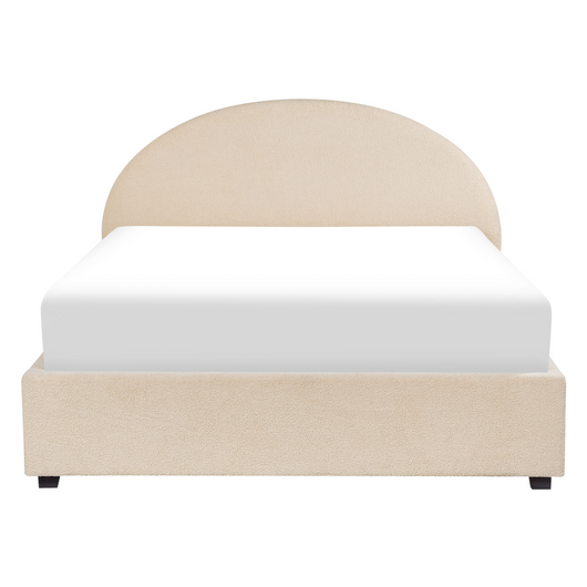 Letto contenitore matrimoniale imbottito tessuto beige retrò minimalista 140 x 200