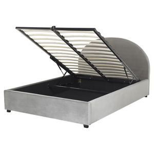 Letto contenitore matrimoniale imbottito velluto grigio retrò minimalista 160 x 200