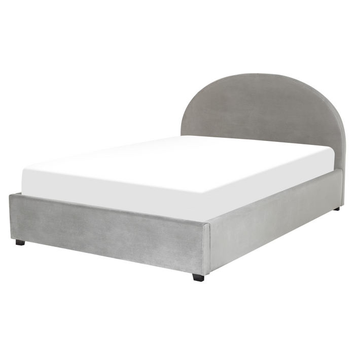 Letto contenitore matrimoniale imbottito velluto grigio retrò minimalista 160 x 200