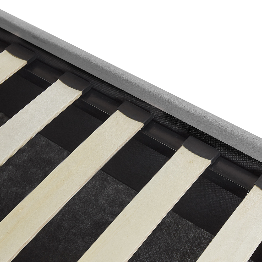 Letto contenitore matrimoniale imbottito velluto grigio retrò minimalista 160 x 200