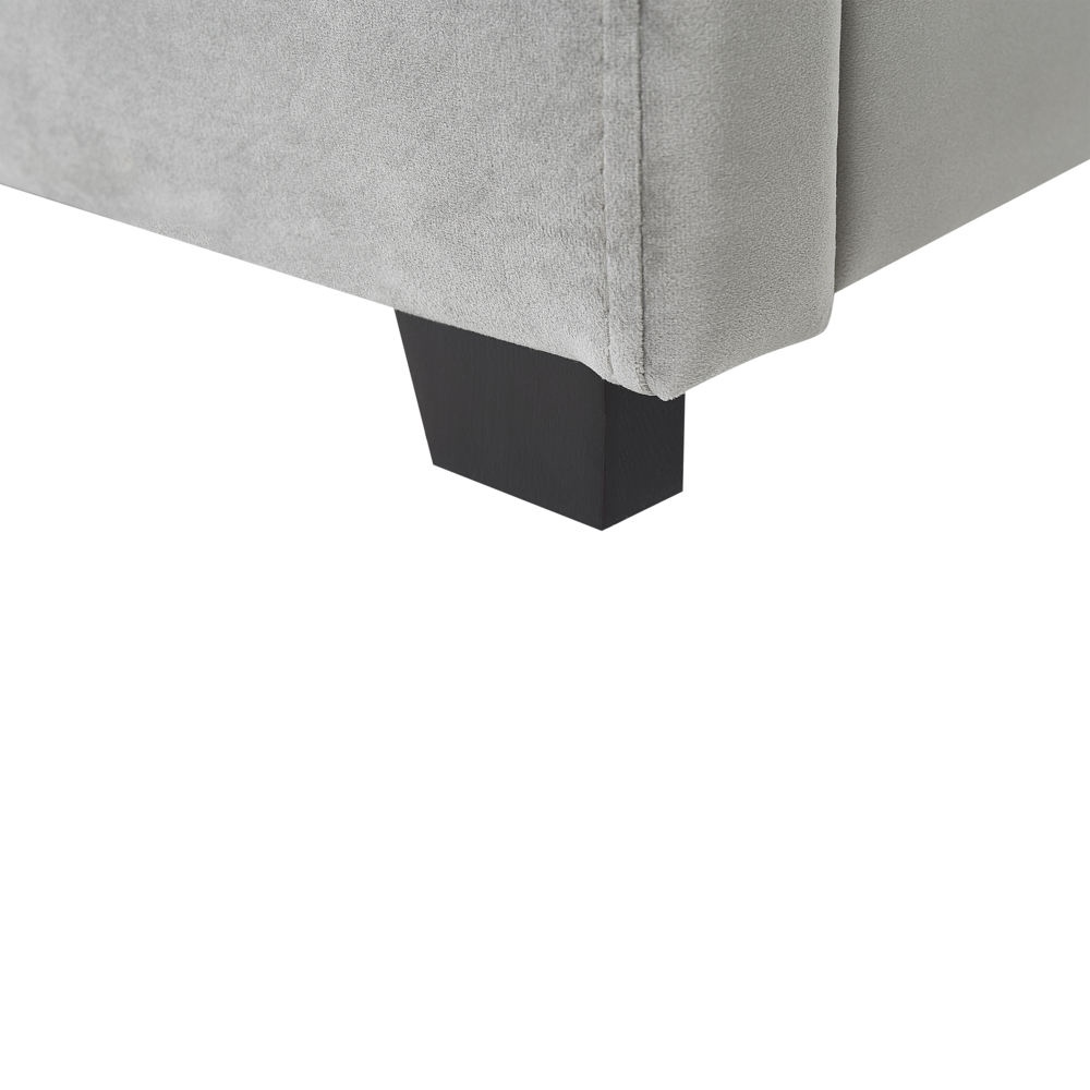 Letto contenitore matrimoniale imbottito velluto grigio retrò minimalista 160 x 200