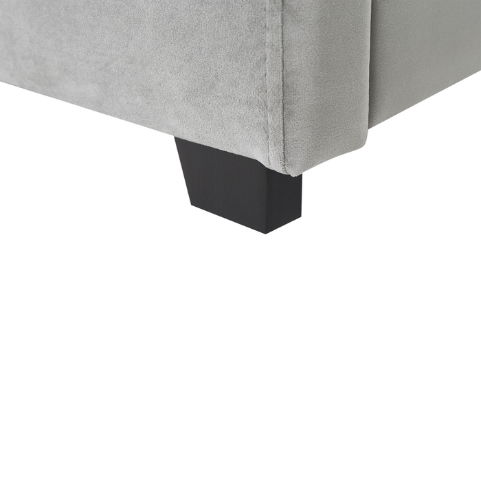 Letto contenitore matrimoniale imbottito velluto grigio retrò minimalista 160 x 200