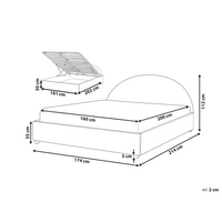 Letto contenitore matrimoniale imbottito velluto grigio retrò minimalista 160 x 200